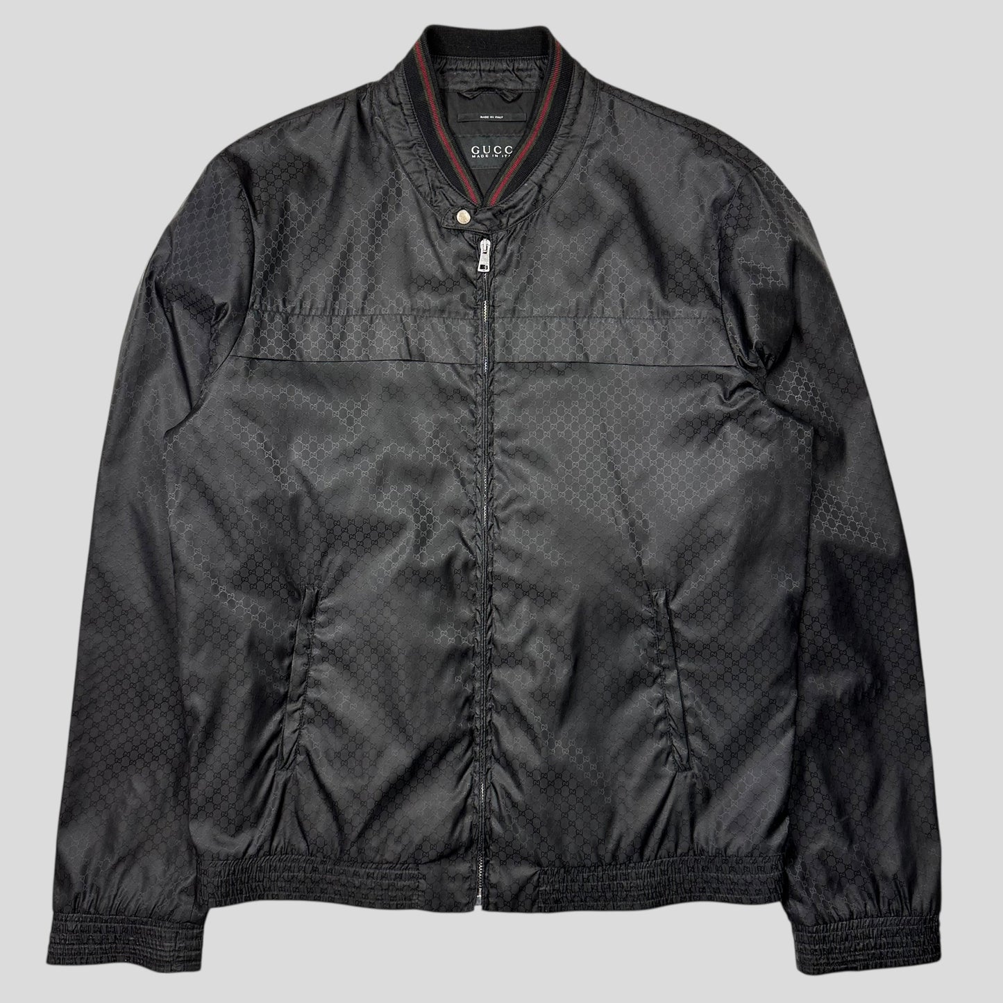 Gucci 2012 Nylon Monogram GG Web Logo Bomber Jacket - IT52 (L) | Default Title, Black
