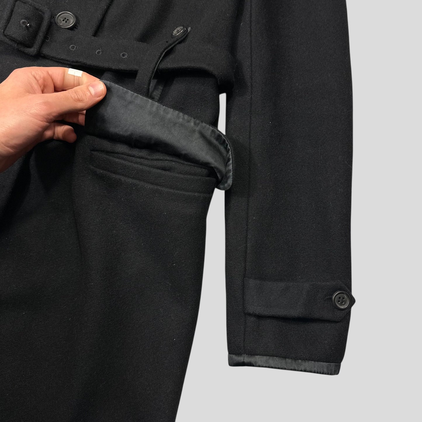 Miu Miu 2006 Wool + Nylon Mini Belted Trench Coat - IT38 | Default Title, Black
