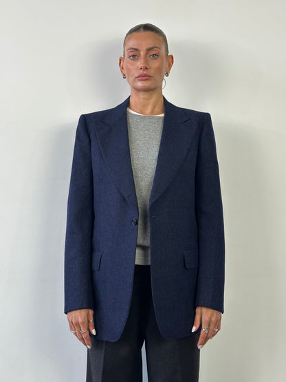 Italian Vintage Pure Brushed Wool Large Lapel Blazer - 40S/M