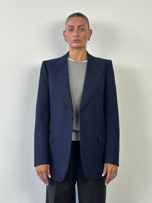 Italian Vintage Pure Brushed Wool Large Lapel Blazer - 40S/M