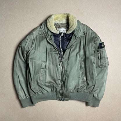 A/W 1989 Sage Green Raso Gommato Dual Layer Bomber