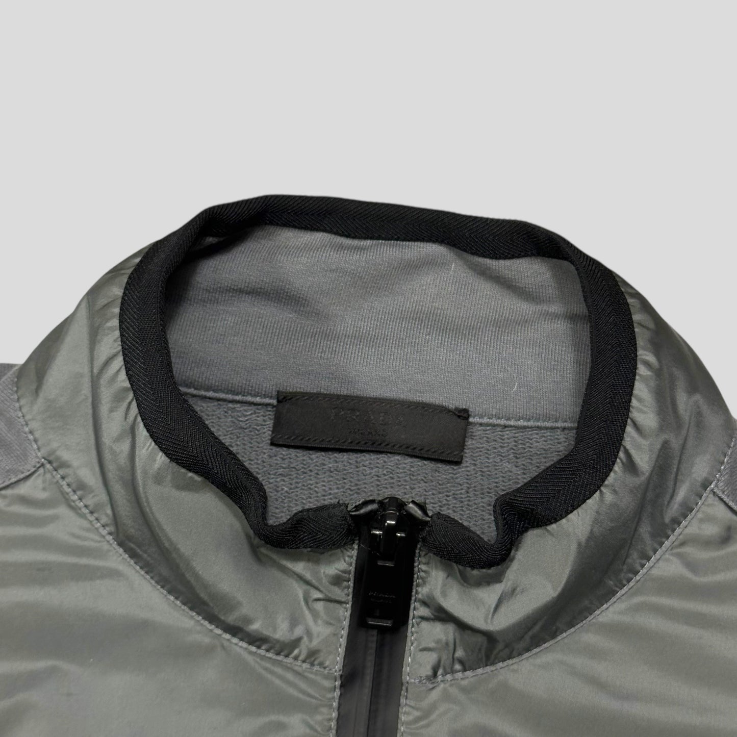 Prada 2019 Black Tab Nylon Panelled Track Jacket - M/L