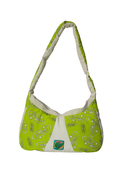 VT Rework: Fiorucci Two-Tone Logo Printed Padded Cross Body Bag