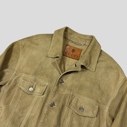 Gucci by Tom Ford 00’s Suede Leather Belted Boxy Trucker Jacket - IT52 | Default Title, Multicoloured