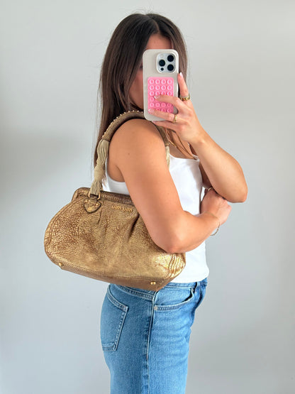 2000s Miu Miu Gold Leather Rope Handbag | O/S, Multicoloured