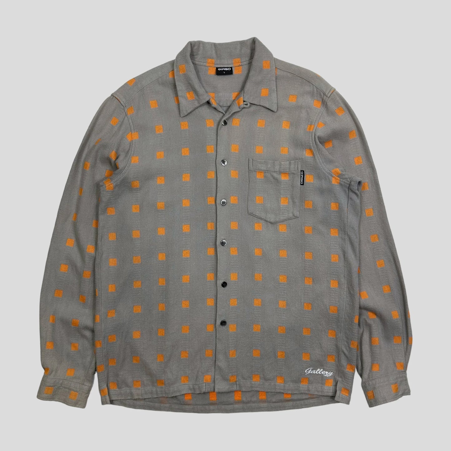 Gallery 1950 00’s Embroidered Squares Heavy Cotton Shirt - L