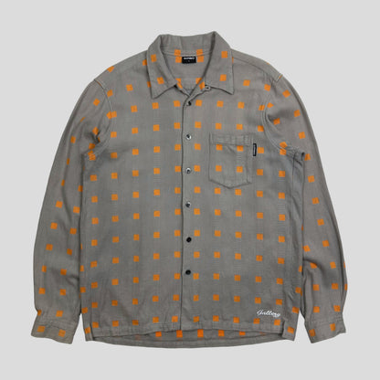 Gallery 1950 00’s Embroidered Squares Heavy Cotton Shirt - L | Grey
