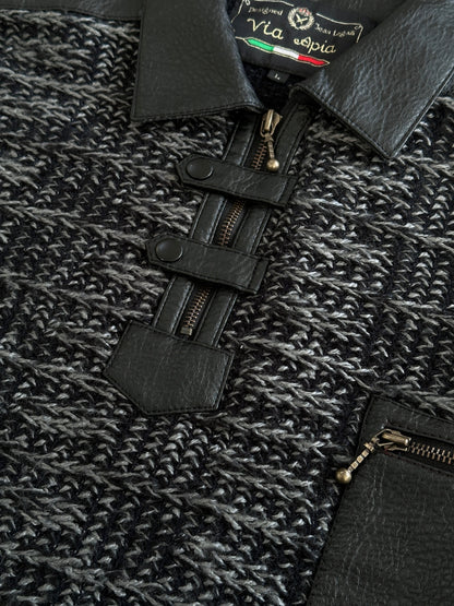 Vintage 1990s Textured Knitted Polo Jumper - L/XL