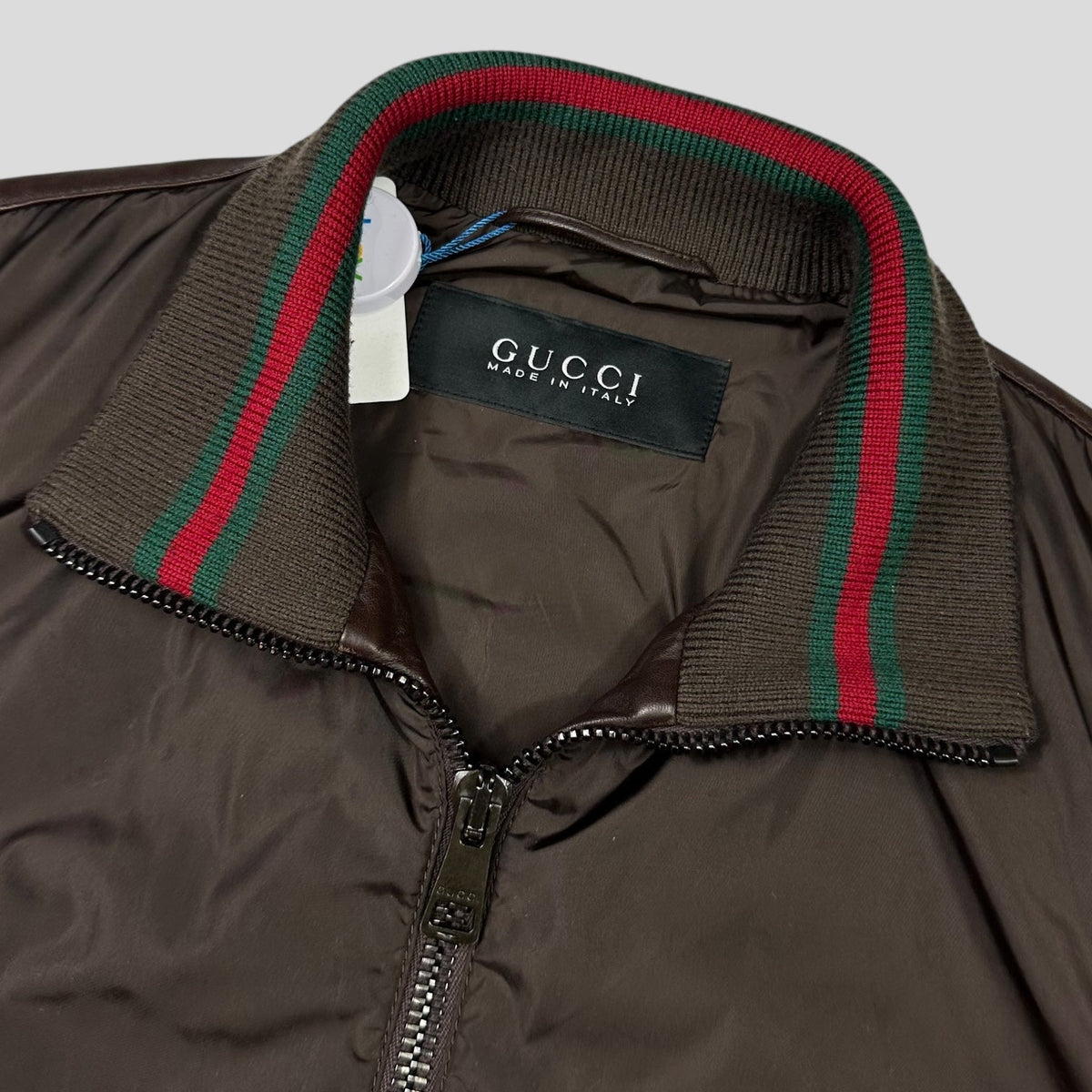 Gucci Brown Nappa Leather Hybrid Logo Bomber Jacket - IT46 (S)