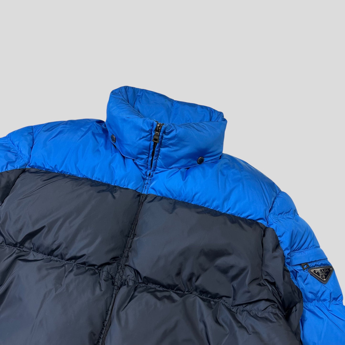 Prada 2012 Plaque Logo Bi-colour Nylon Goose Down Puffer Jacket - IT56 (L/XL) | Default Title, Blue