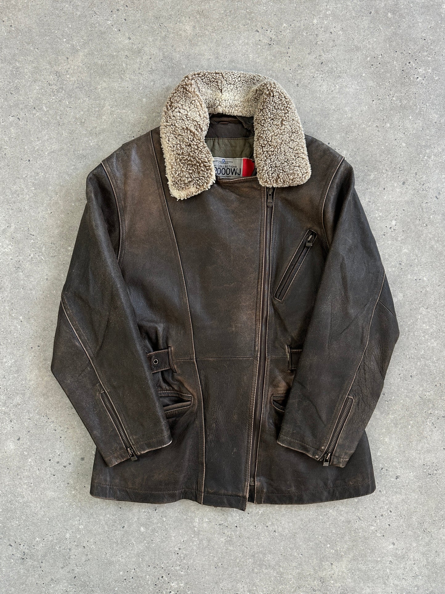 Vintage 1990s Aged Aviator Leather Jacket - M