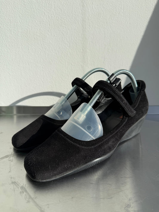 Prada Sport Suede Wedge Mary Janes | UK 37.5, Black