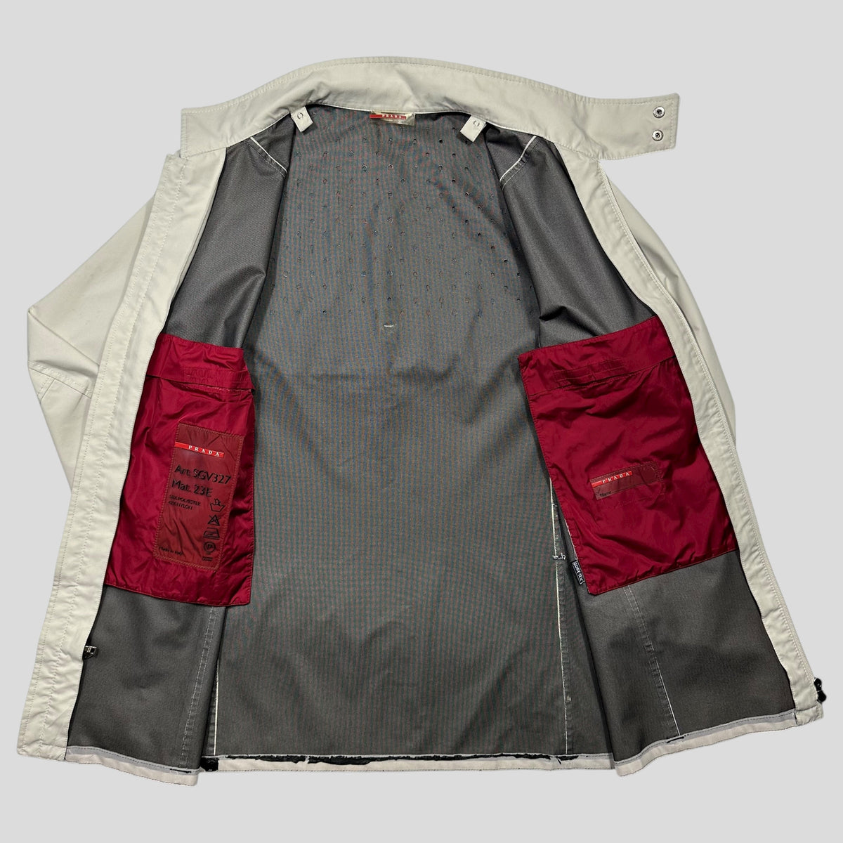 Prada Sport AW00 Goretex Perforated Ventilation Trench Coat  - M | White