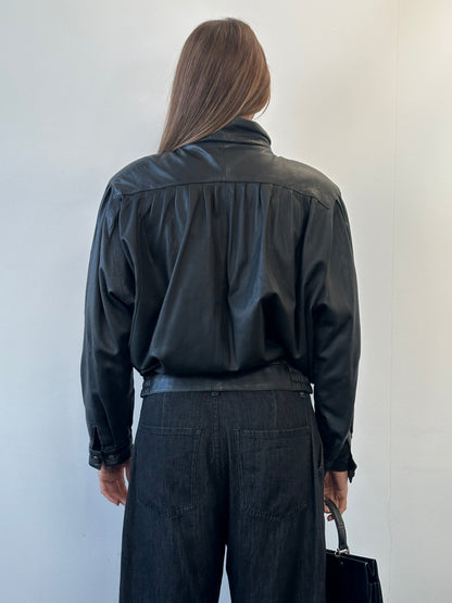 Vintage 1980s Leather Bomber Jacket - S/M