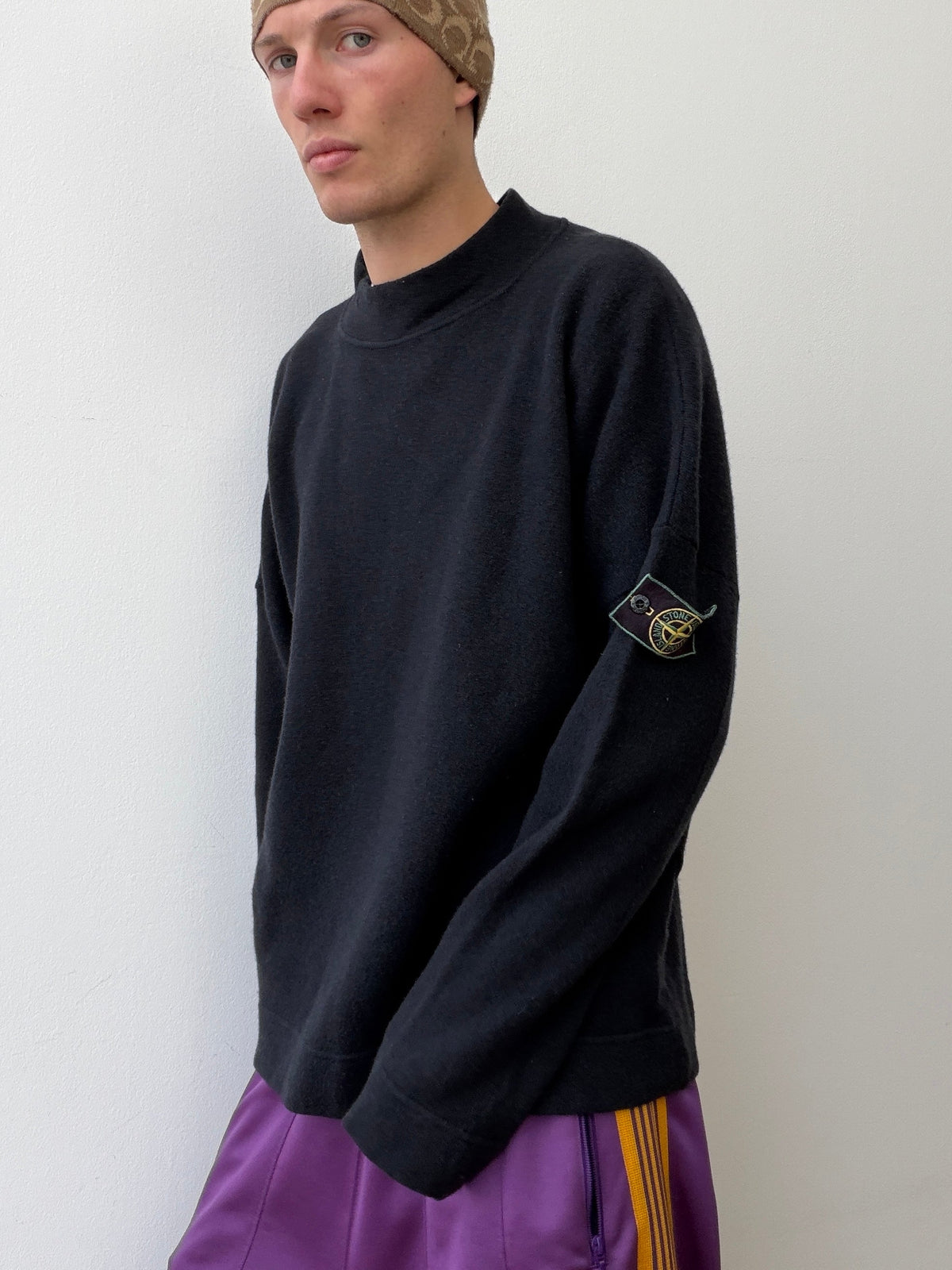 Stone Island AW96 Mock Neck Knit Jumper | Large, Black