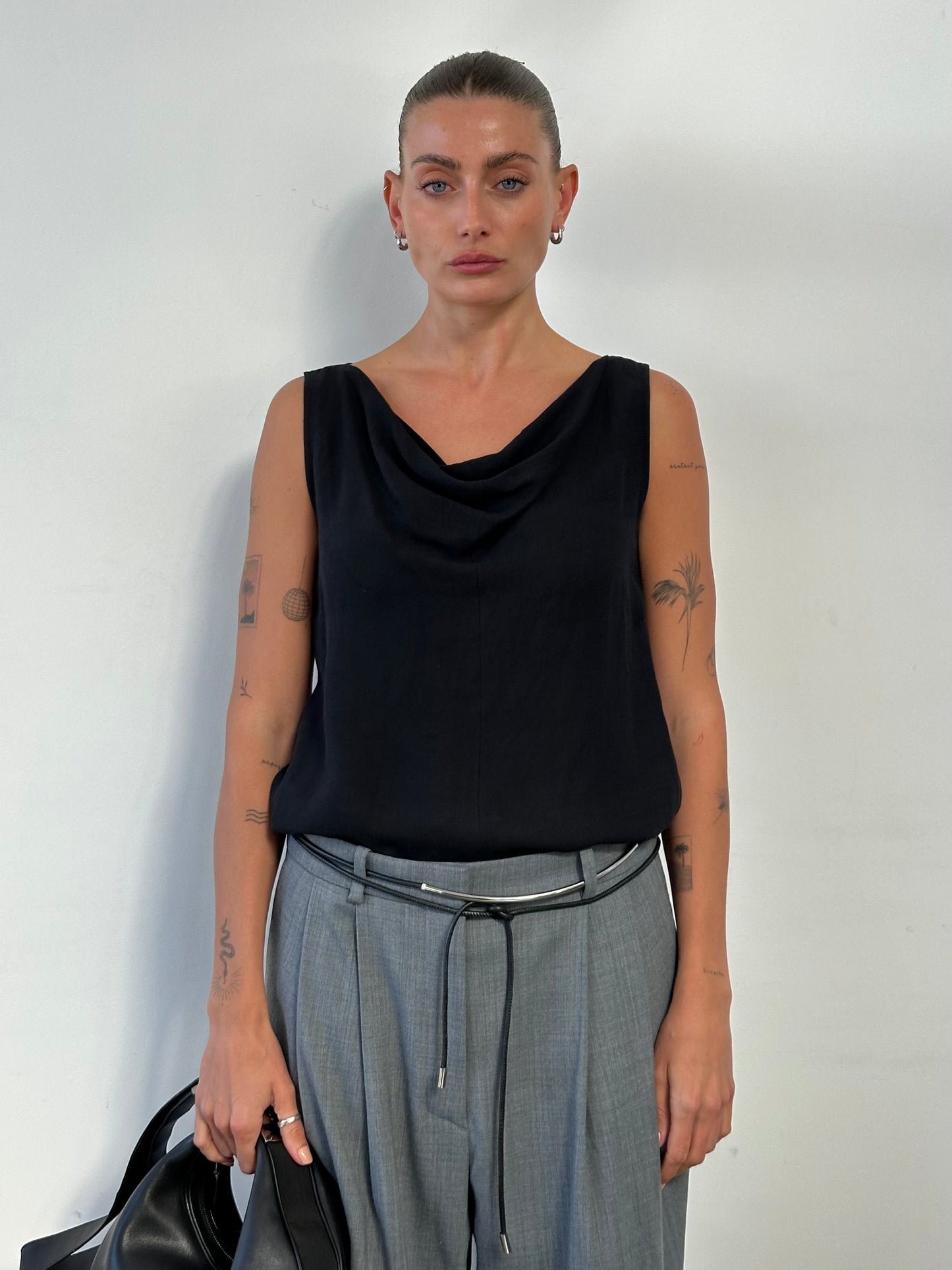 Max Mara Linen Cowl Neck Sleeveless Top - M