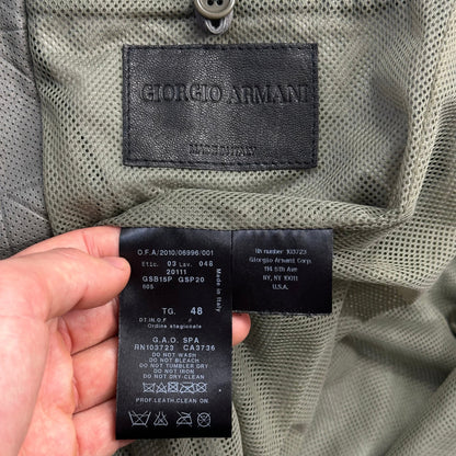 Giorgio Armani 2010 Perforated Leather Grid Bomber Jacket - IT48 (M)