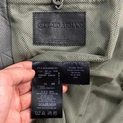 Giorgio Armani 2010 Perforated Leather Grid Bomber Jacket - IT48 (M) | Grey