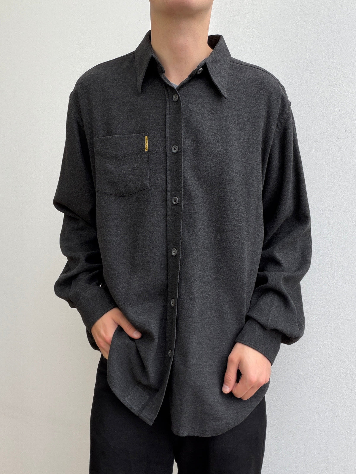 Armani Jeans 90s Drape Shirt | O/S, Charcoal