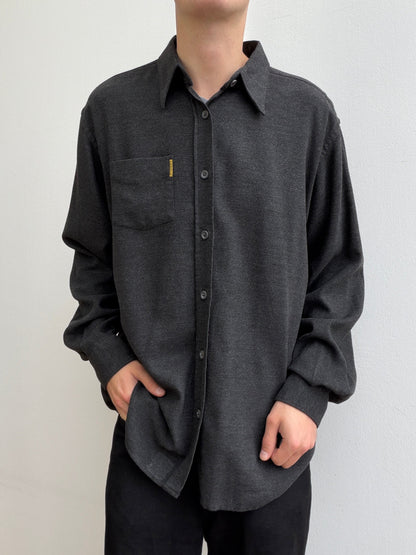 Armani Jeans 90s Drape Shirt | O/S, Charcoal