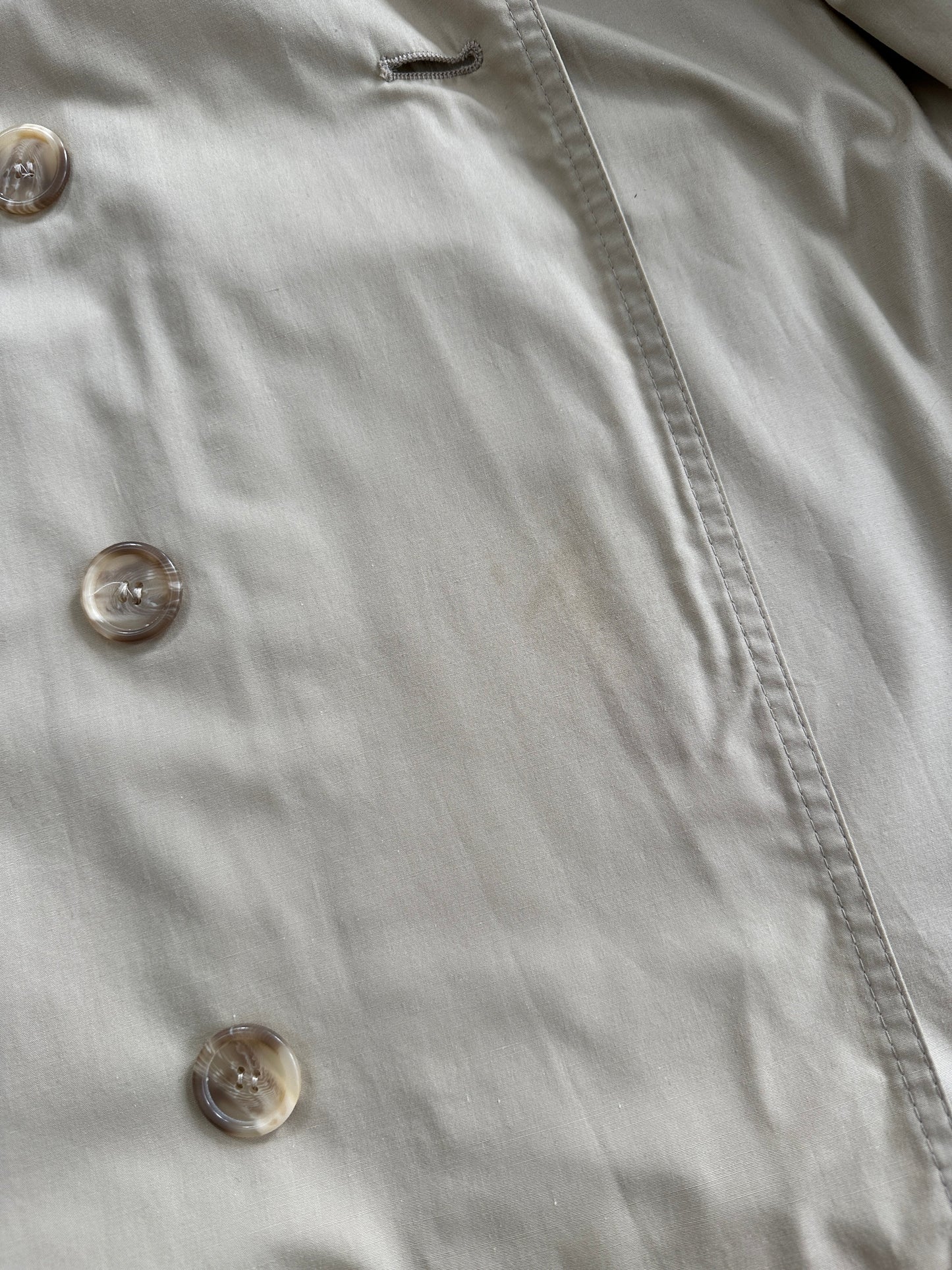 Yves Saint Laurent Pour Homme 1980s Cotton Double Breasted Belted Trench Coat - XXL