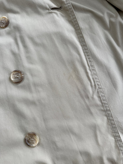 Yves Saint Laurent Pour Homme 1980s Cotton Double Breasted Belted Trench Coat - XXL