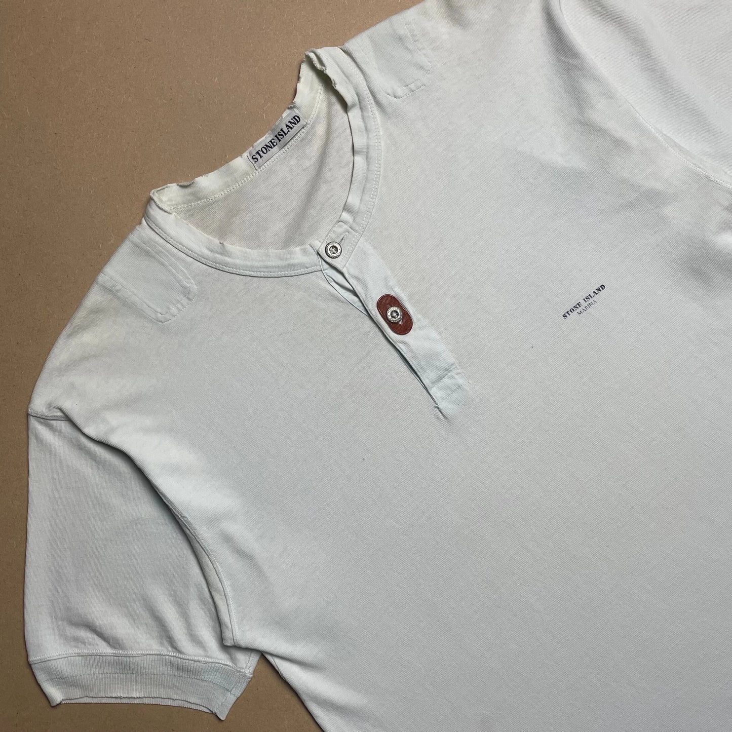 S/S 1989 Marina Rubber Buttonhole Cotton Henley Shirt