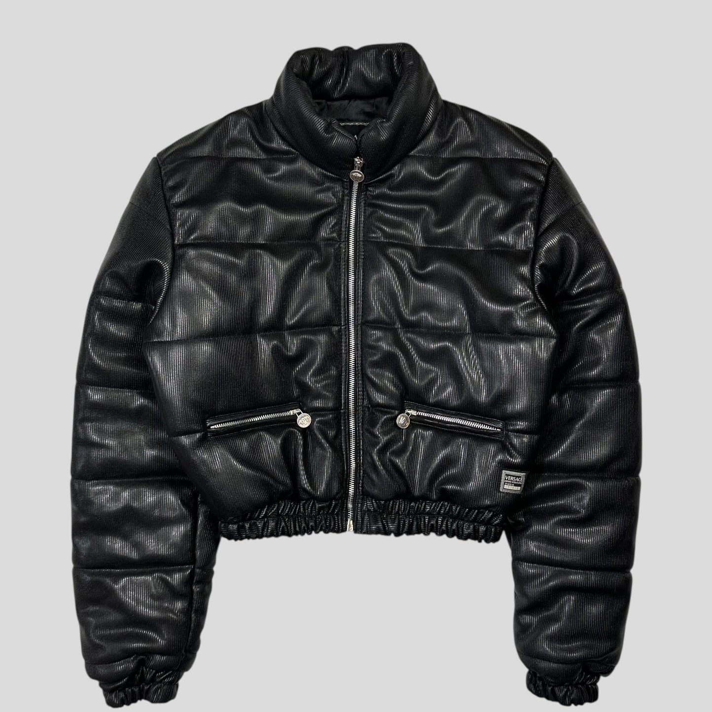Versace VJC 90’s Liquid Silk Ribbed Cropped Puffer - S/M