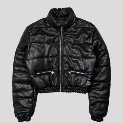 Versace VJC 90’s Liquid Silk Ribbed Cropped Puffer - S/M