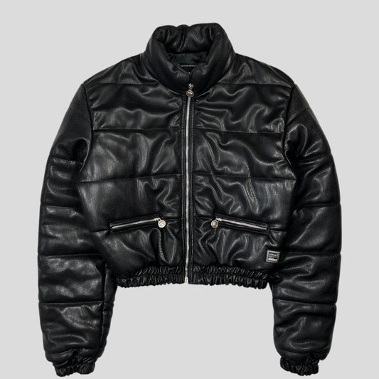 Versace VJC 90’s Liquid Silk Ribbed Cropped Puffer - S/M | Medium, Black
