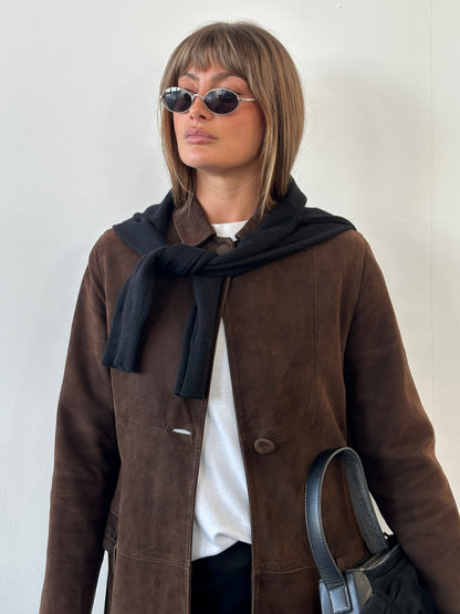 Pierre Balmain Alligator 1980s Suede Trench Coat - S/M