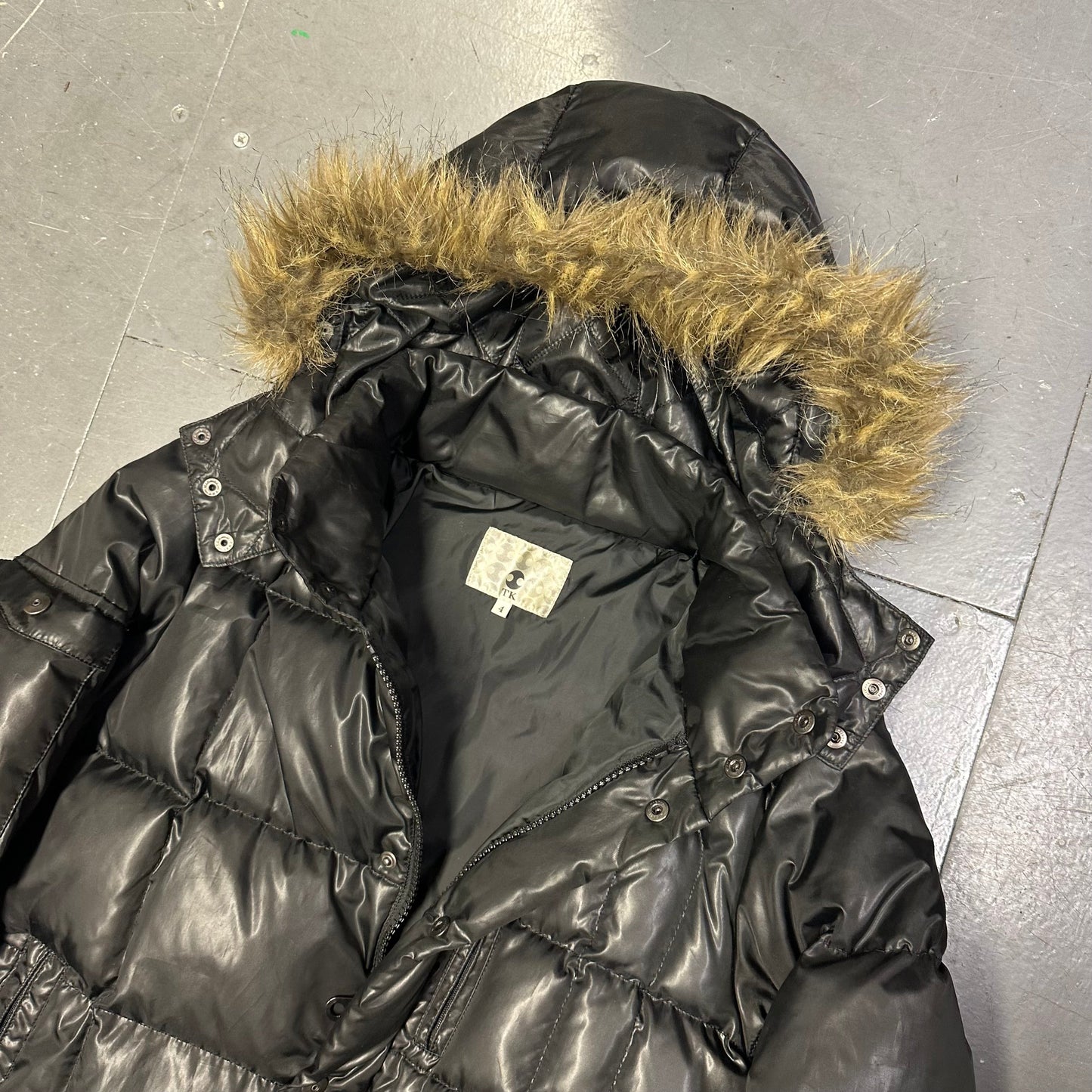 Takeo Kikuchi Puffer Jacket With Fur Hood In Black ( XL )