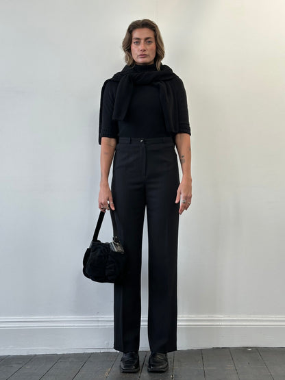 Salvatore Ferragamo Wool Stripe High Waisted Tailored Trousers - W26