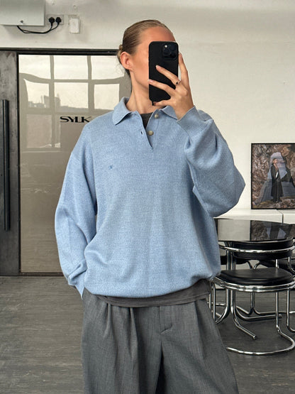 Burberry London 2000s Merino Wool Polo Logo Jumper - XL