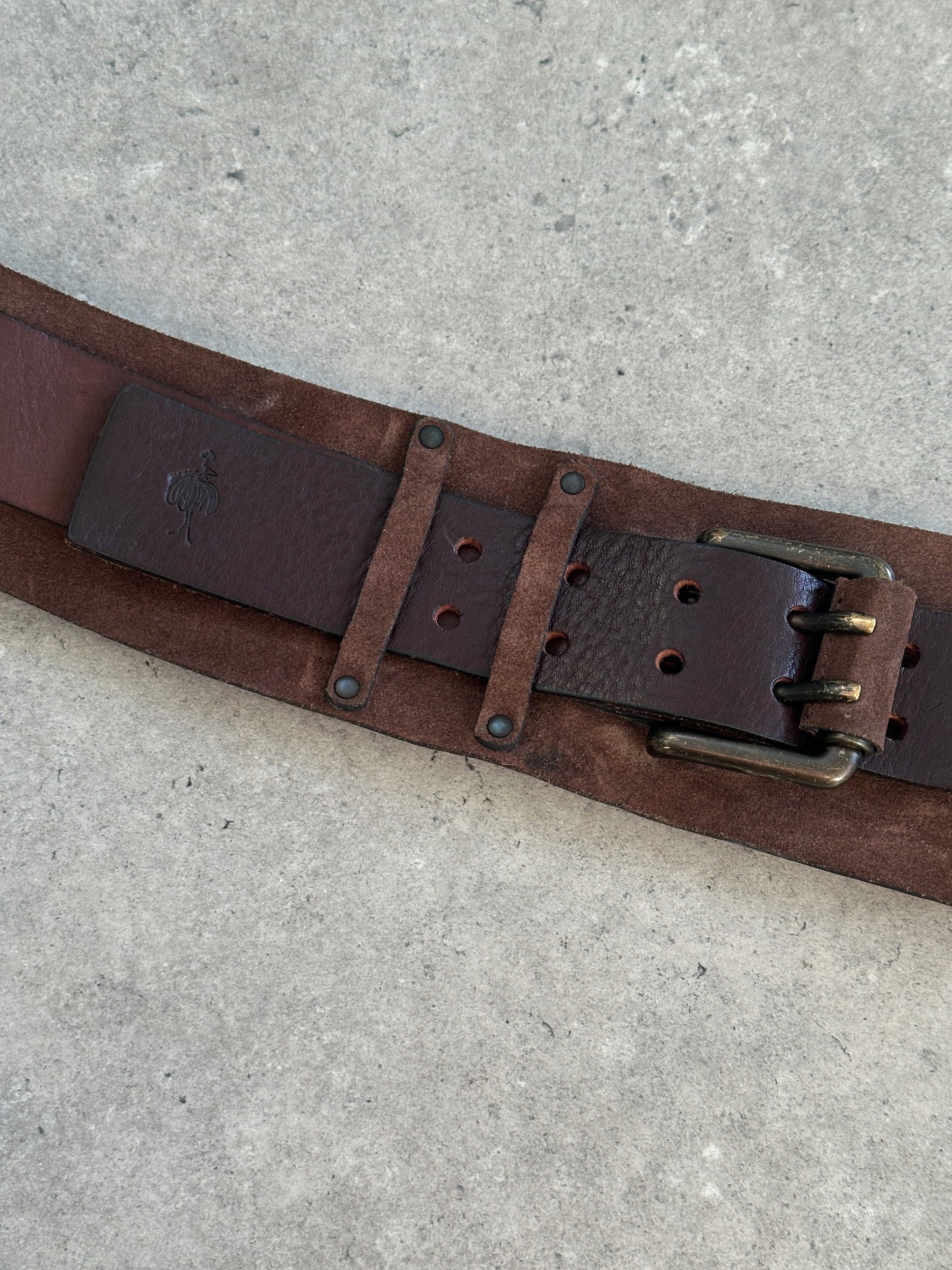 Vintage 1980s Leather Hardware Belt - W30-36