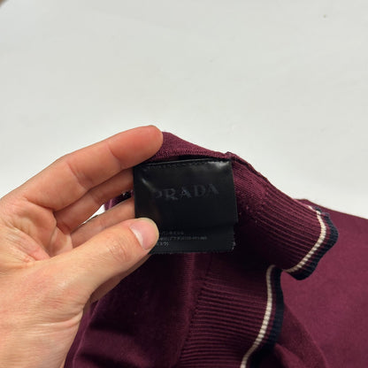 Prada Milano 2018 Wine Ribbed Silk & Wool Knit Sweater - M | Default Title, Burgundy