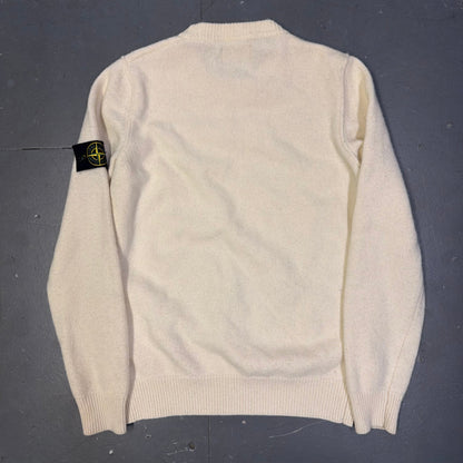 Stone Island Lambswool Knitted Sweatshirt In Cream (M) | Stone Island, Cream
