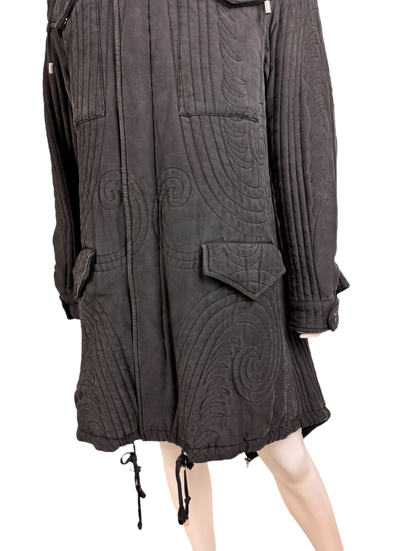 Alexander McQueen c.F/W 2007 silk parka coat | Grey, Multicoloured