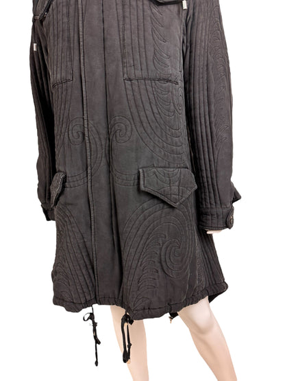 Alexander McQueen c.F/W 2007 silk parka coat | Grey, Multicoloured