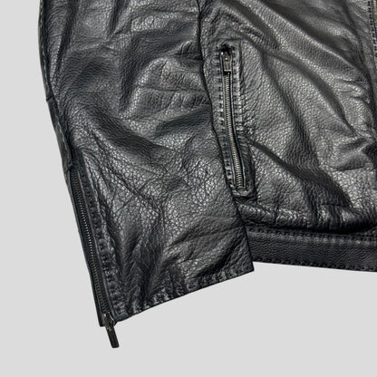 Fendi FF Textured Leather Exaggerated Stitch Moto Jacket - L