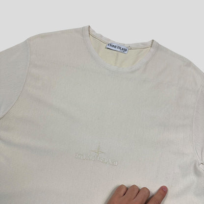 Stone Island 2003 Textured Cotton Embroidered Spellout T-shirt - L/XL