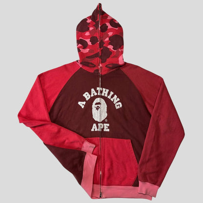 Bape OG 2005 Red Camo Spellout Full Zip Hoodie - L/XL
