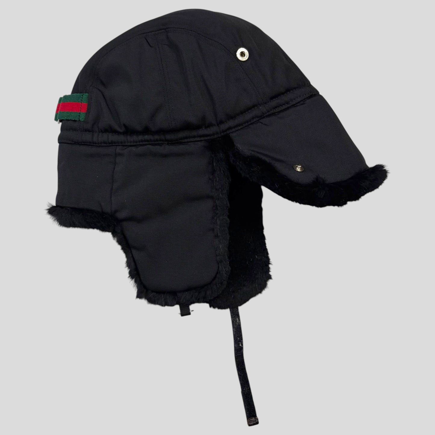 Gucci by Tom Ford 00’s Nylon Canvas Fur Trapper Hat - S | O/S, Black