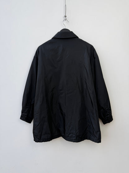 Prada 90s Belted Nylon Overcoat | Large, Black