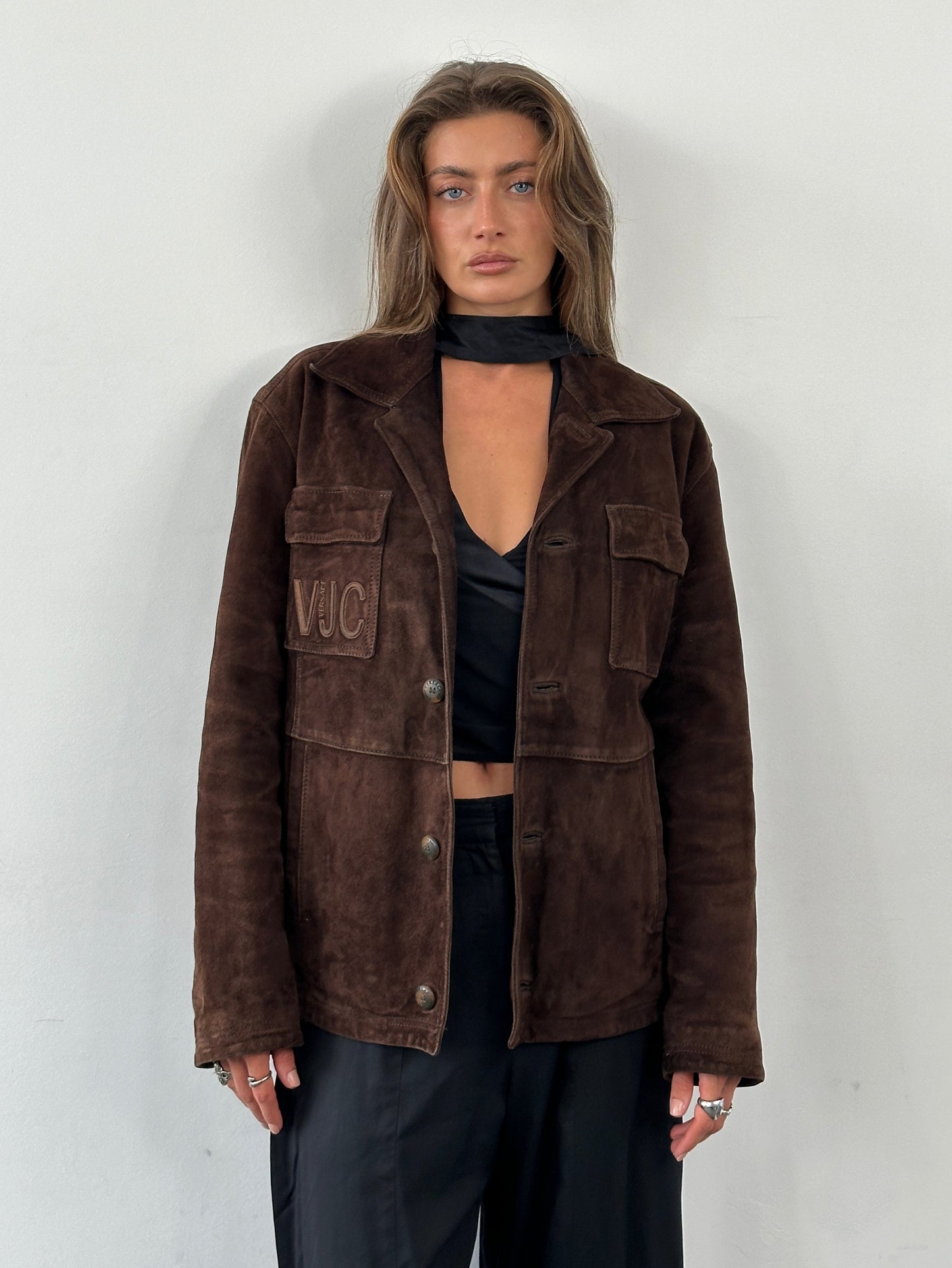 Versace Jeans Couture 1990s Suede Logo Jacket - L