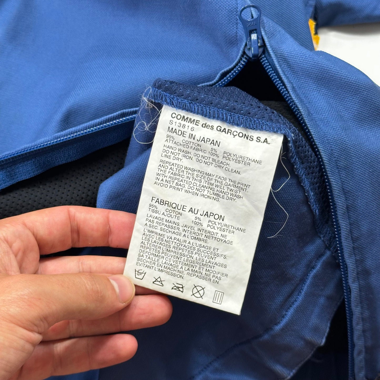 CDG SHIRT 00’s Mesh Panelled Technical Spellout Logo Jacket - M | Default Title, Blue with Yellow
