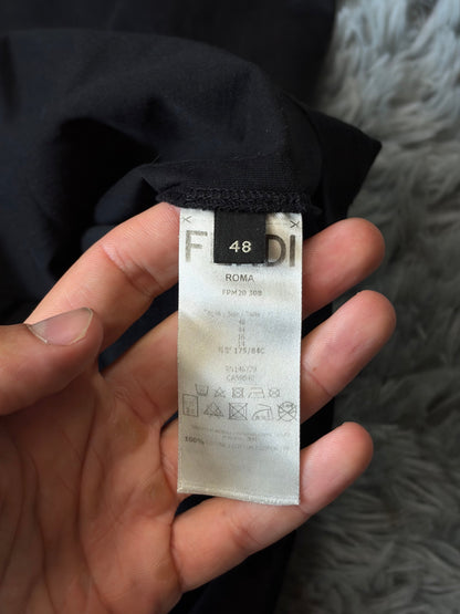 Fendi FF Zucca Roma Black Suspenders Logo T-shirt - M | O/S, Black