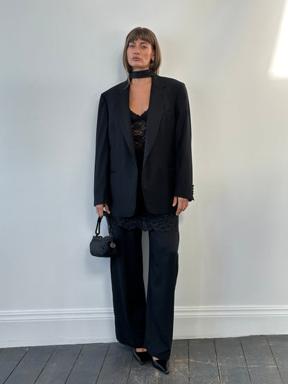 Christian Dior Monsieur 1980s Wool Tuxedo Blazer - 44R/XL