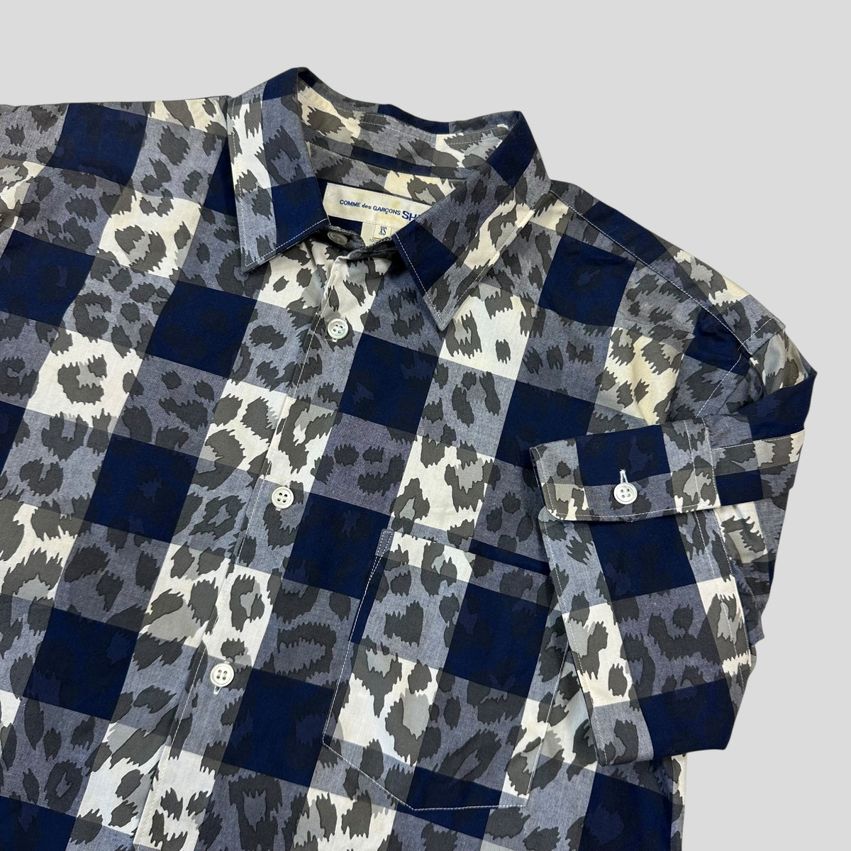 CDG SHIRT 00’s Camo Check Short Sleeve Shirt - S | XS, Blue