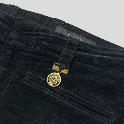 Gucci by Tom Ford 2004 Corduroy Laced Riding Logo Trousers - UK10 | Default Title, Black
